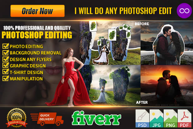 I will do any photoshop edit, graphic design, manipulation, retouch