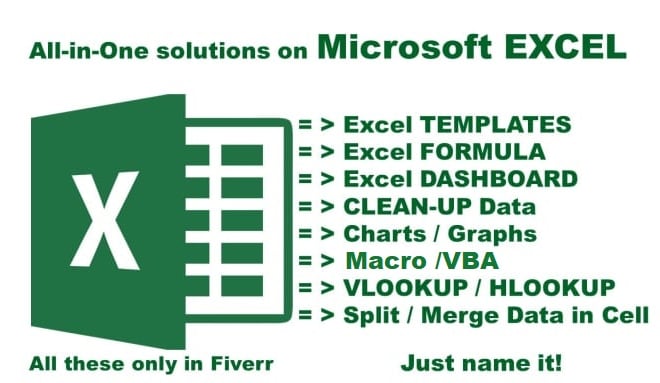 I will do anything in microsoft excel, macros, vba, excel dashboard,pivot
