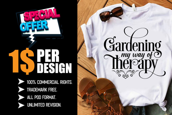 I will do bulk t shirt design for your pod business