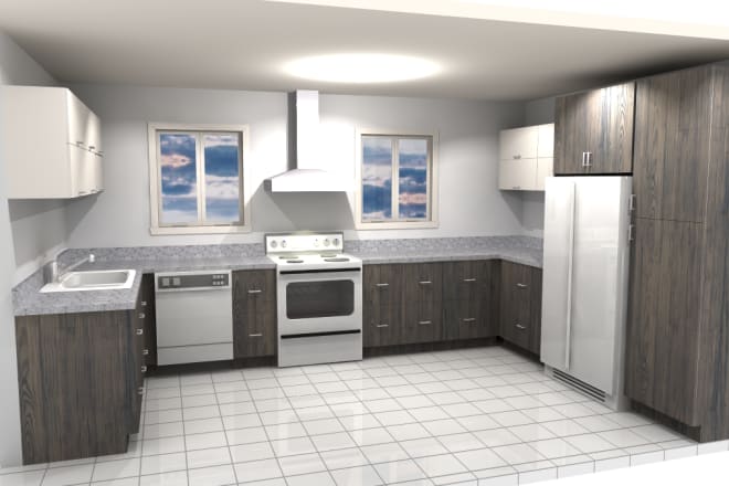I will do cabinet and countertop layout, 3d model and shop drawings