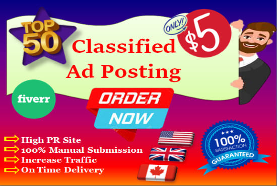 I will do classified ad posting on top usa, uk, canada ad sites