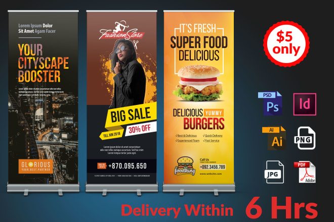 I will do corporate,beauty salon,spa,food,mobile app promotion rollup banner
