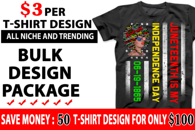 I will do custom trendy t shirt design and bulk t shirt design