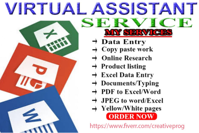 I will do data entry and gathering, file conversion and admin services