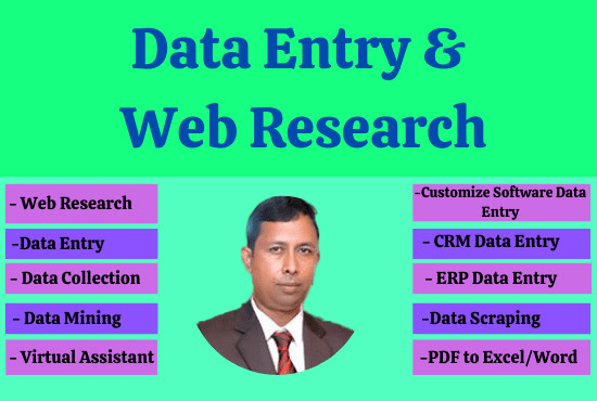 I will do data entry and web research perfectly