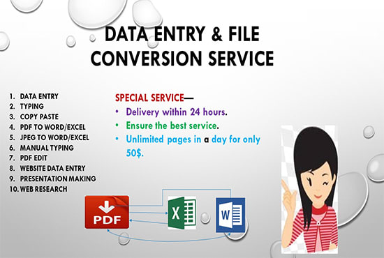 I will do data entry, copy paste and all file conversion jobs