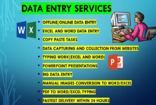 I will do data entry job online and offline