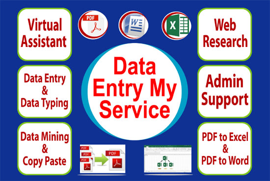 I will do data entry, virtual assistant and web research