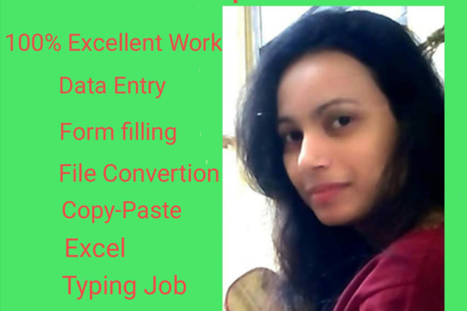 I will do data entry work as freelancer with excellent work