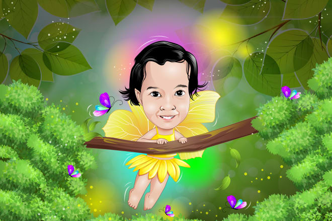 I will do design cute caricature and cartoon illustration