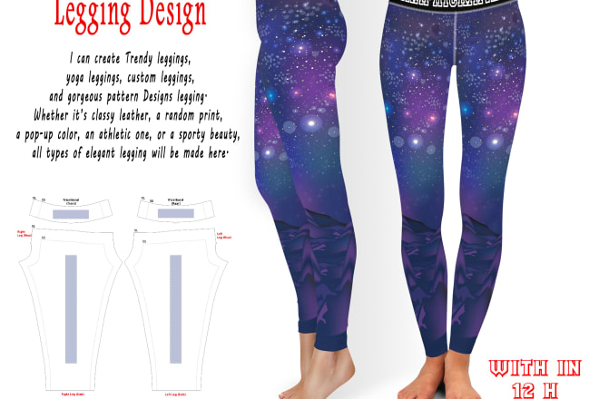 I will do design professional leggings or yoga pant and socks pattern for print