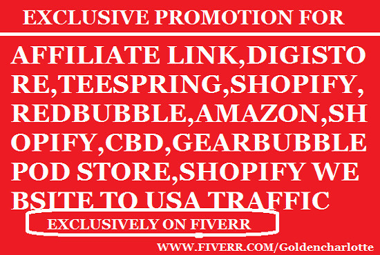 I will do digistore promotion,affiliate link,redbubble,teespring,amazon,shopify traffic