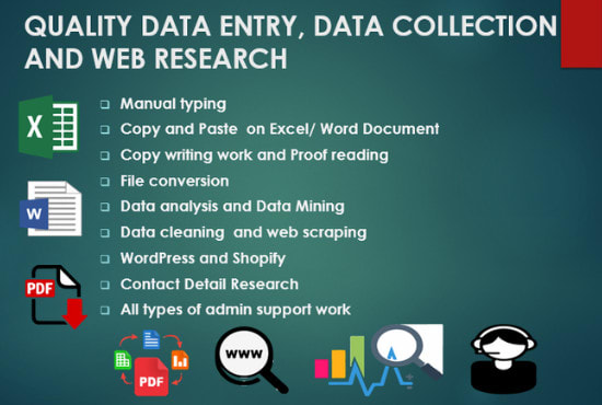 I will do excel data entry,data collection and web research