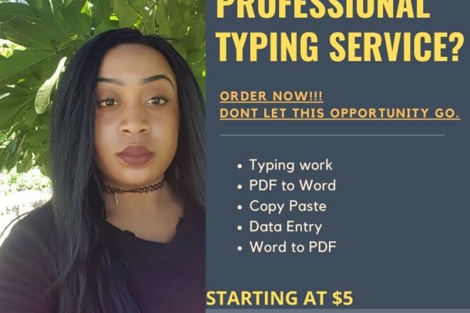 I will do fast and accurate typing work and data entry job in 24 hr