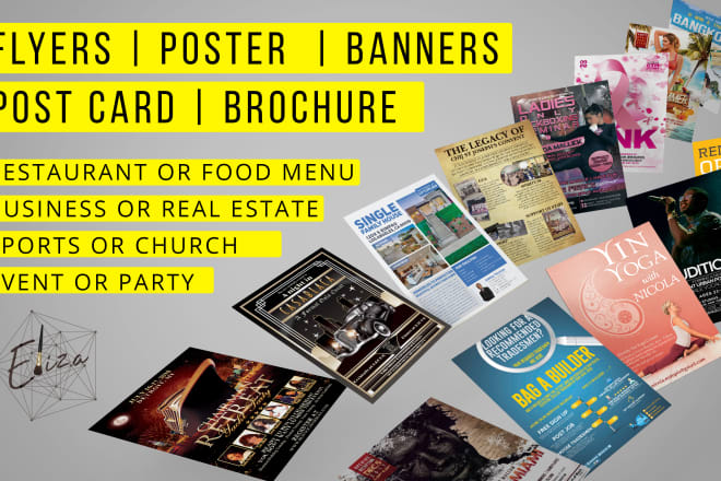I will do flyer, brochure for event, party, sports, real estate and food menu