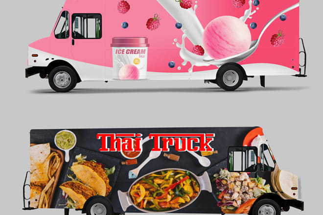 I will do food truck, car,van wrap, trailer, vehicle wrap design