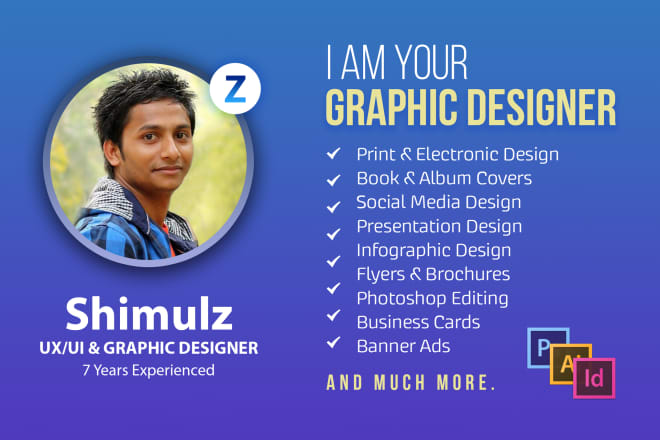 I will do graphic design, brochure, magazine ad, poster, banner, PDF