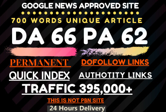 I will do guest post on da 66 google news site permanent dofollow link