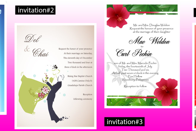 I will do invitation and tarpaulin banner and souveniers layout