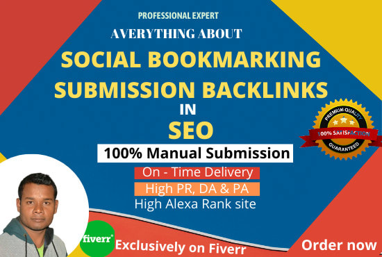 I will do manually social bookmarking submission on high pr, da, pa, sites