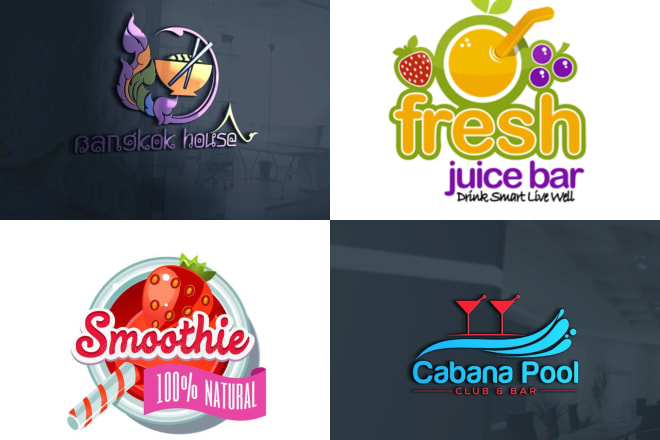 I will do modern smoothie bar and juice logo design