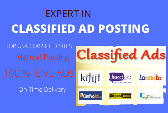 I will do most popular sites classified ad posting in USA