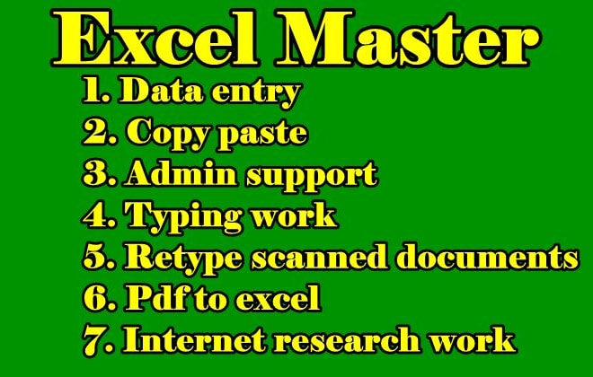I will do online and offline excel data entry jobs