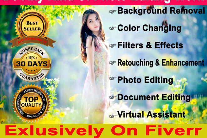 I will do photoshop photo editing, background removal, photo colors