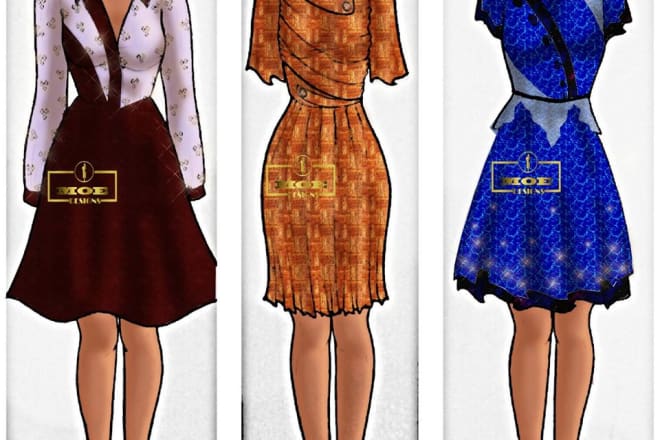 I will do professional fashion design illustration, front and back, details and colors