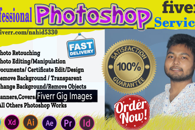 I will do professional photoshop works and design your gig images