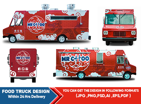 I will do professional trailer,food truck wrap,vehicle wrap design