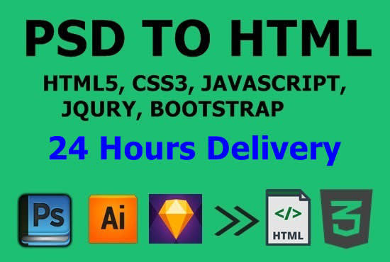 I will do responsive psd to html conversion in 24 hours