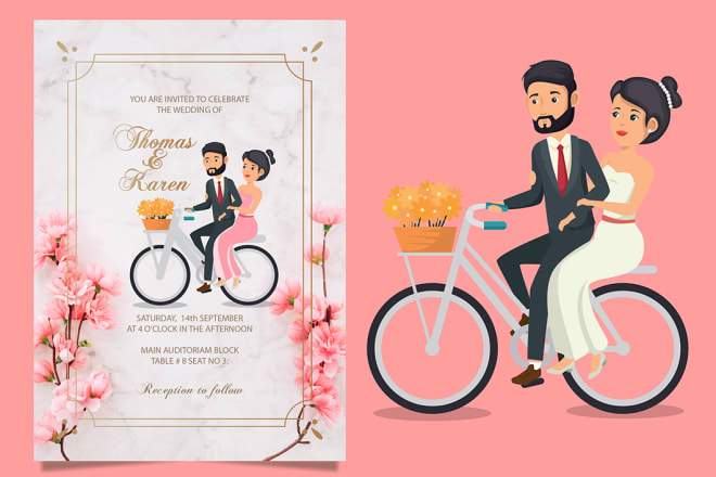 I will do unique wedding invitation card design