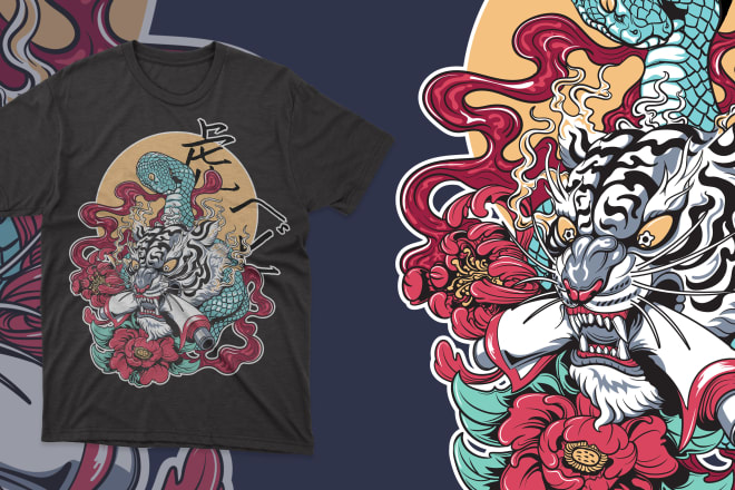 I will do vector art with japanese style for t shirt, jaket, poster, etc