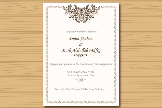 I will do wedding or birthday invitation design
