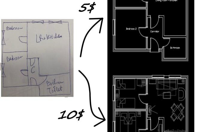 I will draw a floor plan in autocad