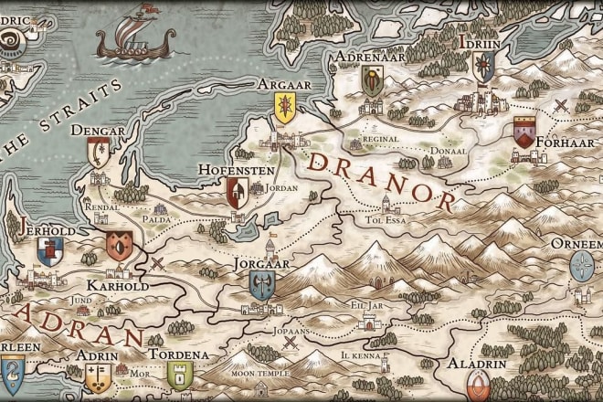 I will draw and design your custom fantasy map illustration