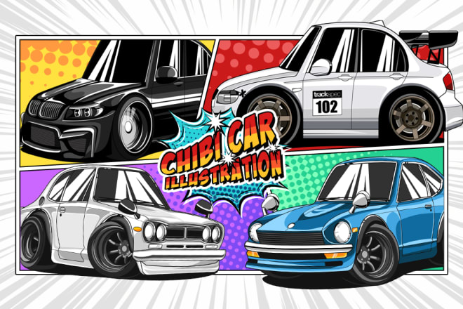 I will draw chibi car illustration from photo