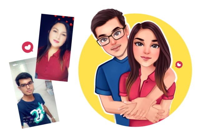 I will draw cute and unique couple or family cartoon portrait