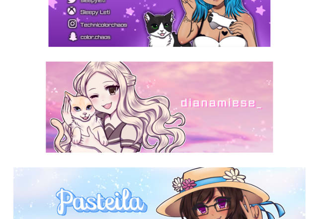 I will draw cute custom banner for twitch youtube twitter