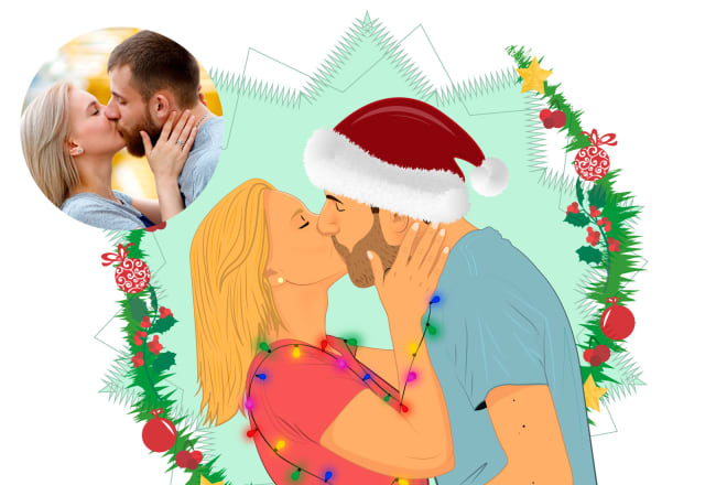 I will draw cute portrait for couple, christmas, wedding or family