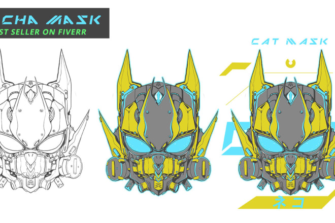 I will draw mecha, robot, cyber mask for t shirt, or merchandise