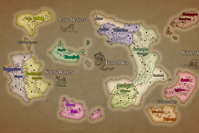 I will draw you detailed fantasy map in style you wish