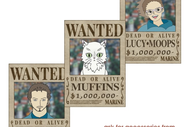 I will draw you in a one piece wanted poster