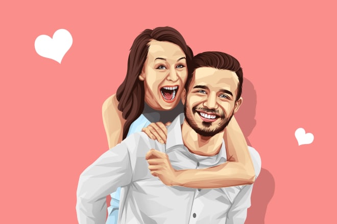 I will draw your couple, valentine and wedding photo into cartoon caricature in 24 hour