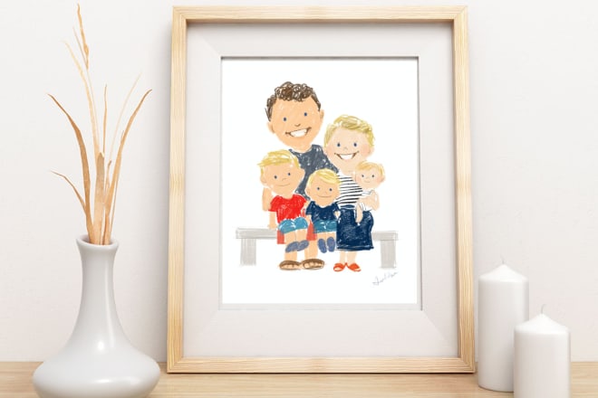 I will draw your family caricature illustration