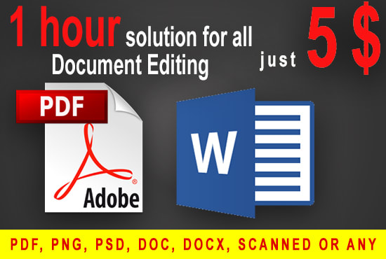 I will edit pdf, document, image and fillable form in 1 hour