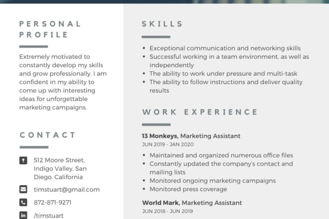 I will expert of making CV and resume maker for 24 hours available