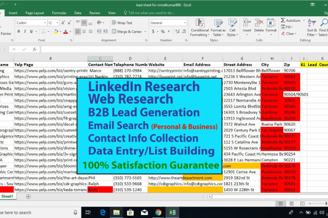 I will find email address,contact info by web and linkedin research