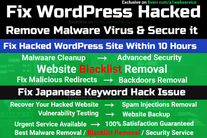 I will fix wordpress hacked, remove malware virus and secure it